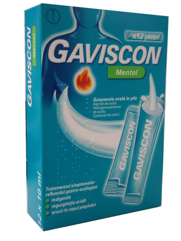 GAVISCON MENTOL 12 PLICURI*10 ML SUSP ORALA. MAST