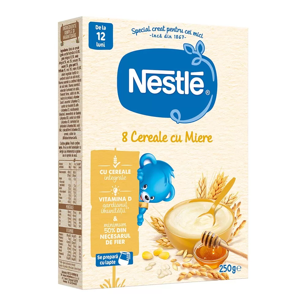 NESTLE 8 CEREALE CU MIERE 250G