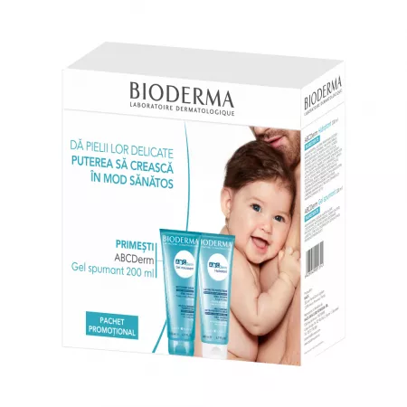 Pachet ABCDerm lapte hidratant + ABCDerm gel spumant, 200 ml+ 200 ml, Bioderma