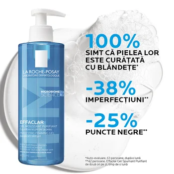 Gel spumant de curatare purifiant pentru ten gras cu tendinta acneica Effaclar +M, 400ml, La Roche-Posay