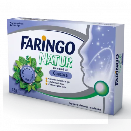 Faringo Natur cu aroma de coacaze, 24 comprimate, Terapia